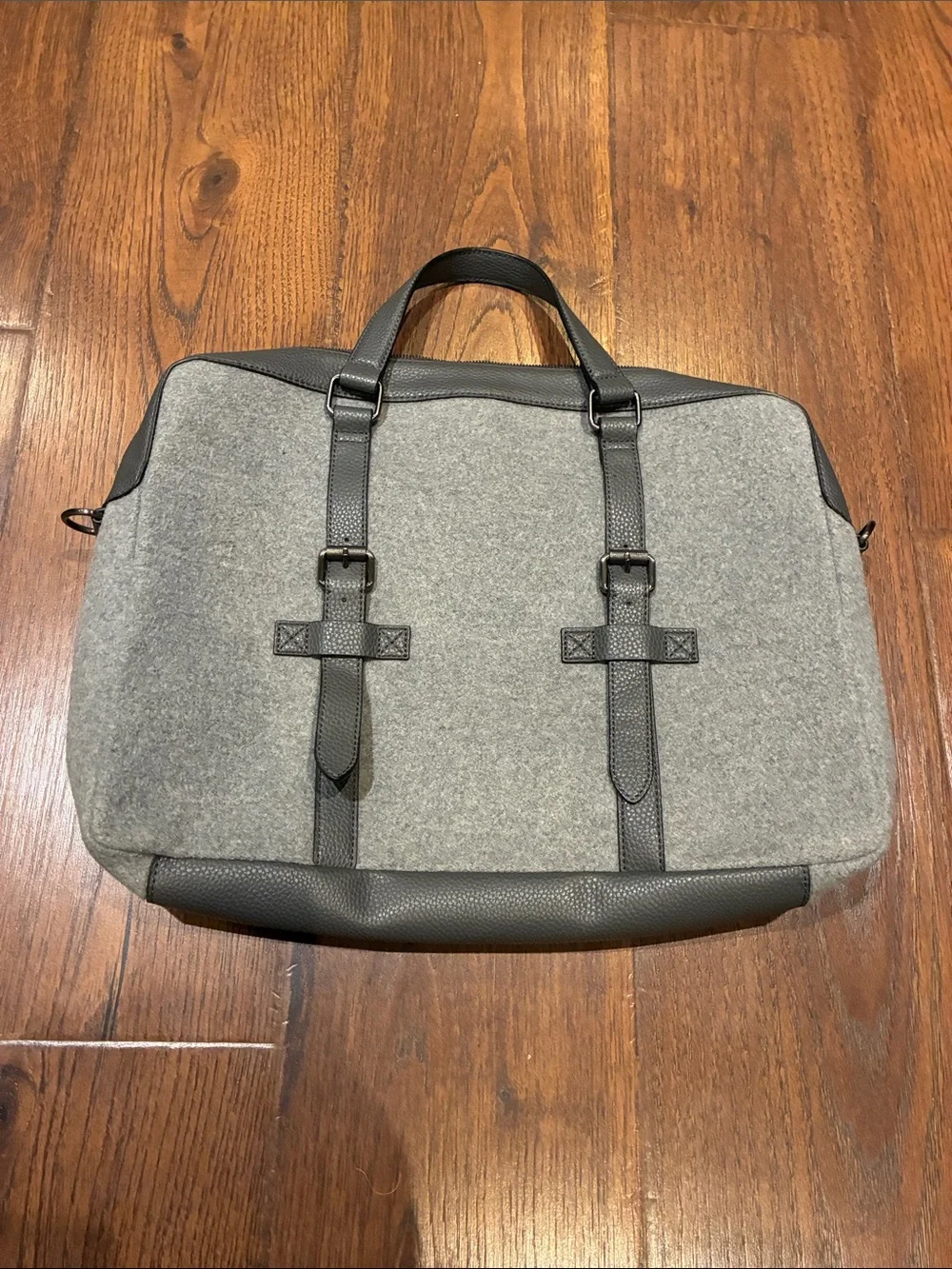 Ted Baker Gray Felt with Black Leather Trim Laptop Briefcase